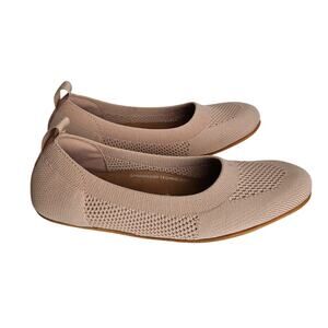 FitFlop Knit Allegro Ballerina Flats Blush Beige Women's 6 Work Office Casual